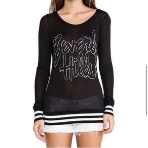 Lauren Moshi Beverly Hills Black Striped Sheer Sweater